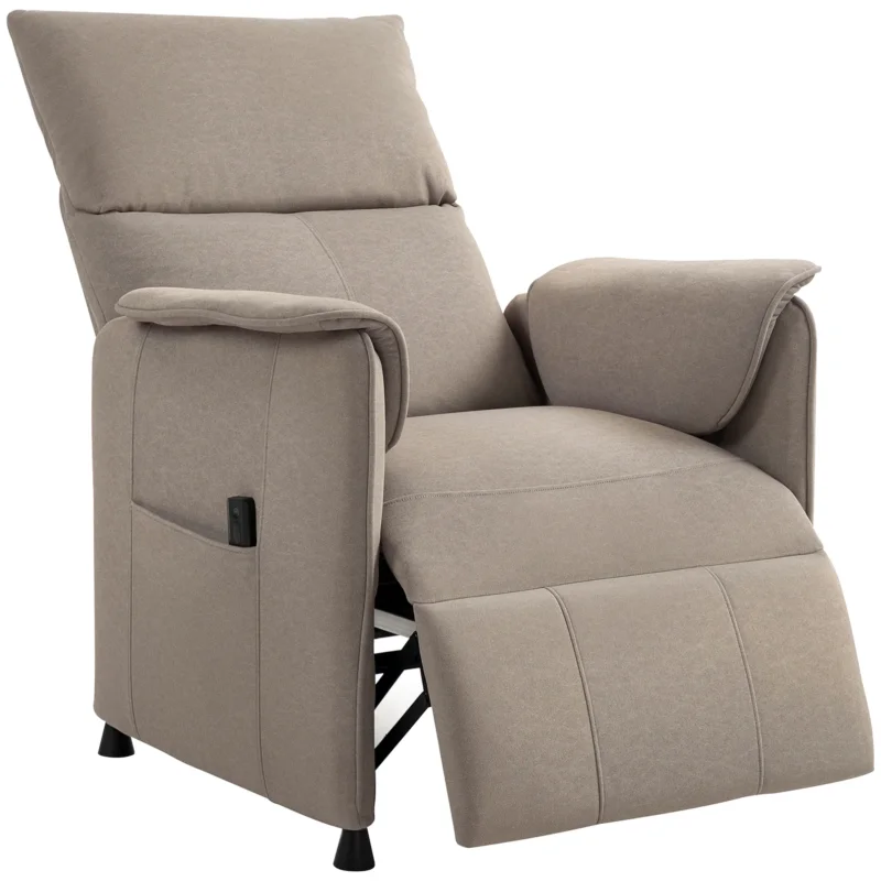 easycomfort easycomfort poltrona reclinabile elettrica con telecomando e poggiapiedi in tessuto effetto velluto 80x83x104 cm marrone