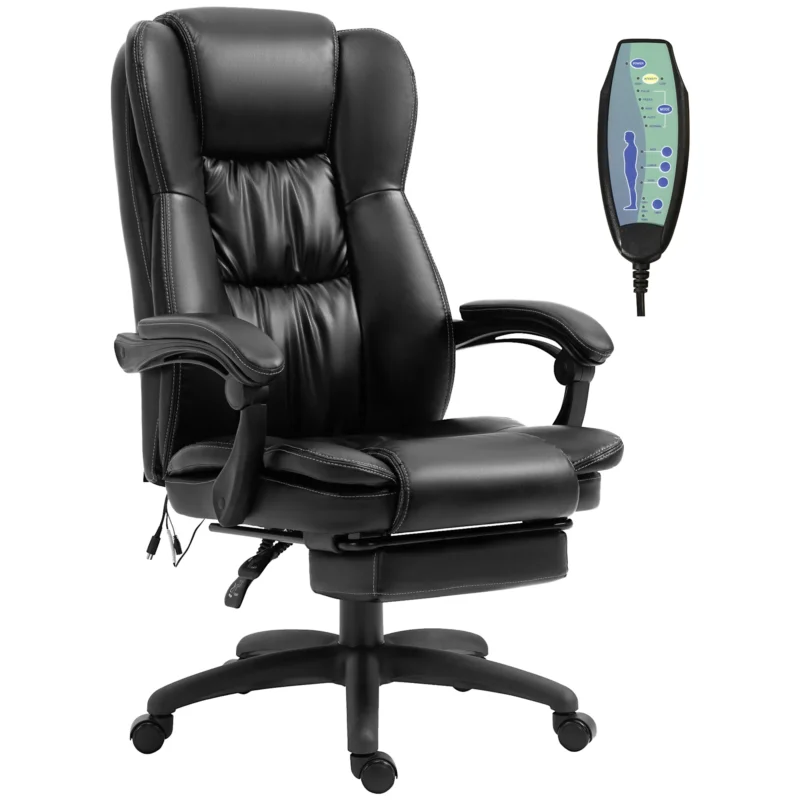 easycomfort easycomfort sedia da ufficio ad altezza regolabile con 6 punti massaggianti in finta pelle 68 5x68 5x113 121 cm nera