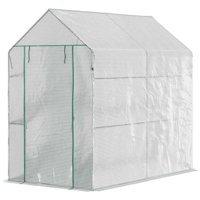 easycomfort easycomfort serra a casetta con rivestimento in pe porta a cerniera e 4 ripiani 186x120x190cm bianco