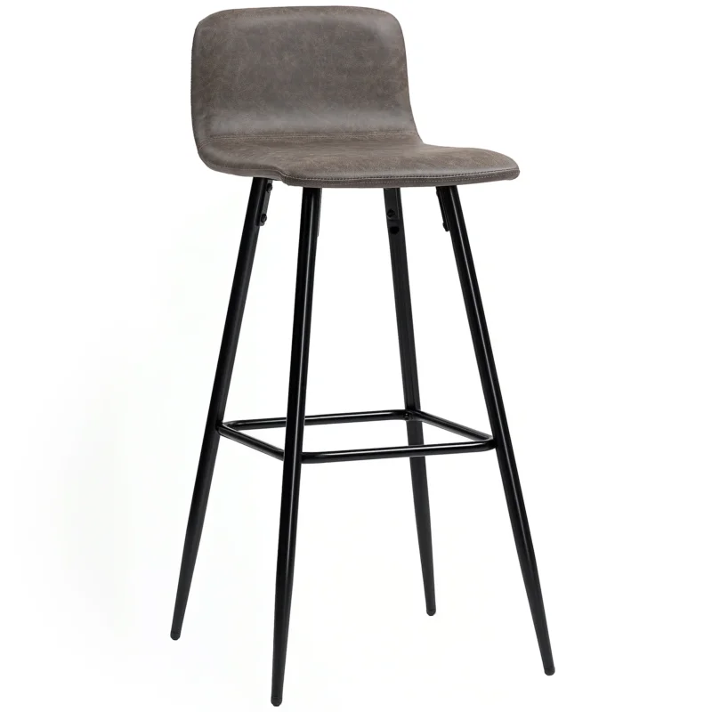 easycomfort easycomfort set 2 sgabelli bar con schienale basso e poggiapiedi rivestimento in pu e gambe in acciaio marrone scuro