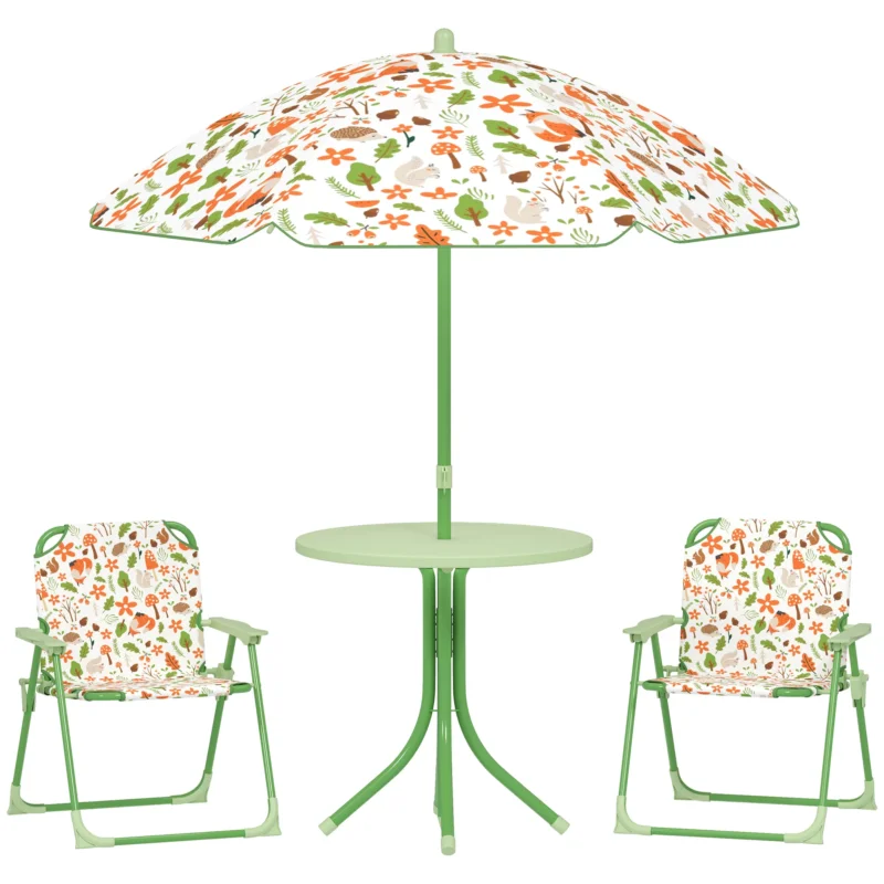easycomfort easycomfort set da giardino per bambini 2 5 anni con tavolino rotondo 2 sedie pieghevoli e un ombrellone verde