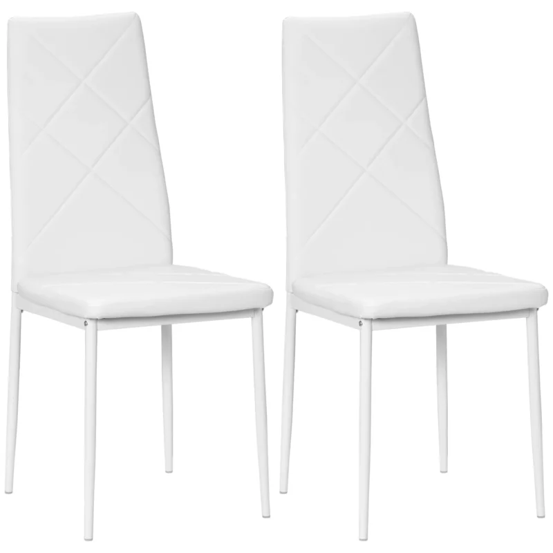 easycomfort easycomfort set di 2 sedie da pranzo moderne con schienale alto in finta pelle e acciaio 41x50x97 cm bianco