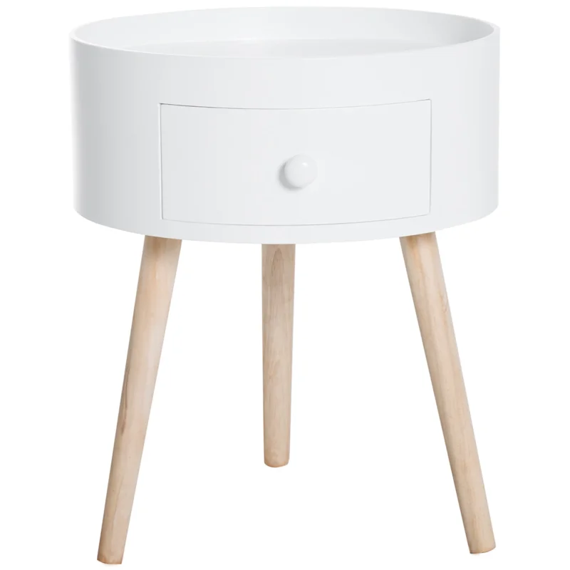 easycomfort easycomfort tavolino da salotto moderno in legno tavolino rotondo con cassetto tavolino da caffe per soggiorno e camera bianco ean 8054111846318