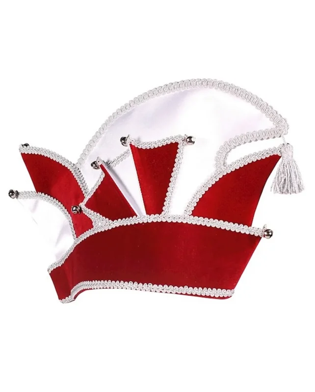 Karnevals Prinzenkappe Deluxe in Rot-Silber