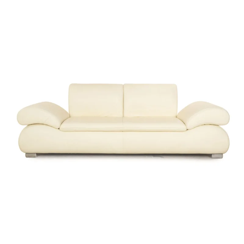 Koinor Diva Sofa Leder Weiß Creme Zweisitzer manuelle Funktion Couch