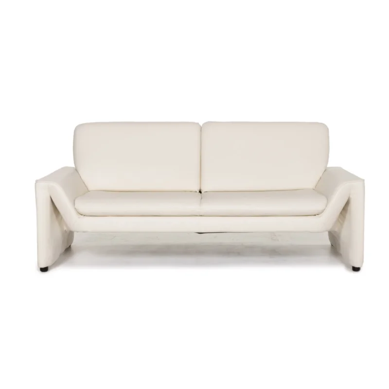 Laauser Leder Sofa Weiß Zweisitzer Couch #13245