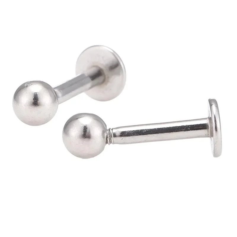 Labret Stecker modisches Piercing aus Edelstahl silber Farben mit Kugel 9,5 mm - chic - net.de