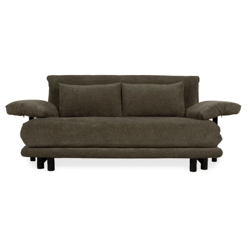 Ligne Roset Multy Dreisitzer Stoff Grün Braun Ocker Neubezug ELENI 211 manuelle Funktion Schlafsofa