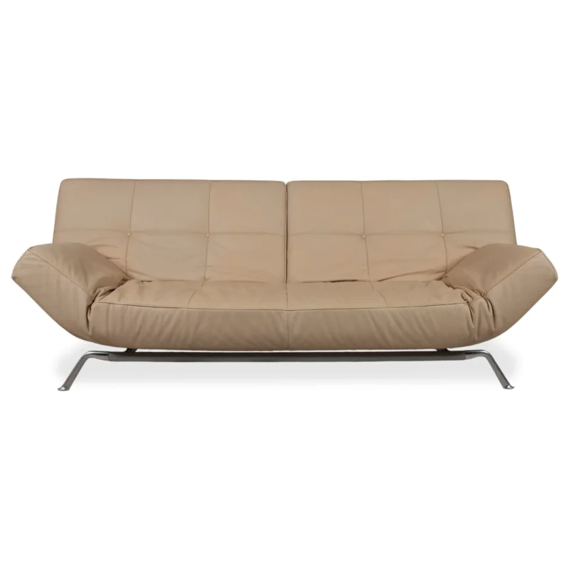 Ligne Roset Smala Leder Dreisitzer Creme Beige Sand manuelle Funktion Sofa Couch