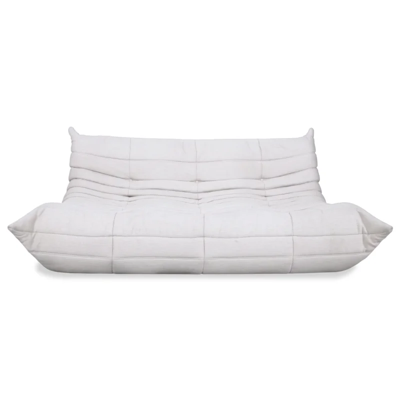 Ligne Roset Togo Dreisitzer Sofa Couch Stoff Weiß Neubezug