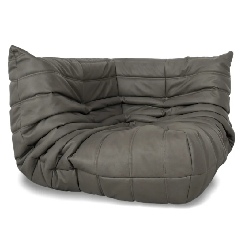 Ligne Roset Togo Eckelement Veganes Leder Grau Neubezug