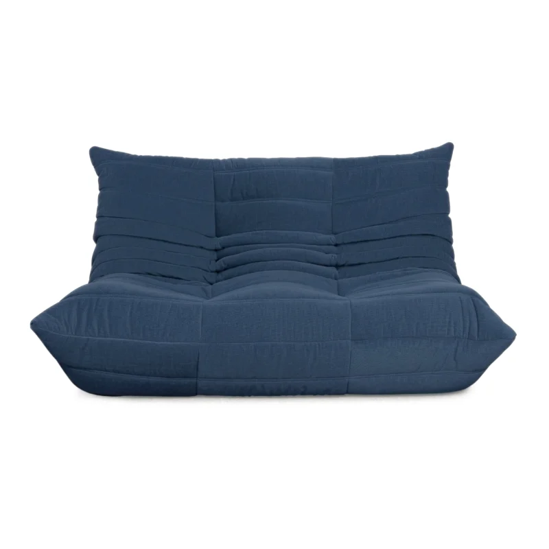 Ligne Roset Togo Zweisitzer Sofa Couch Stoff Blau Petrol Neubezug