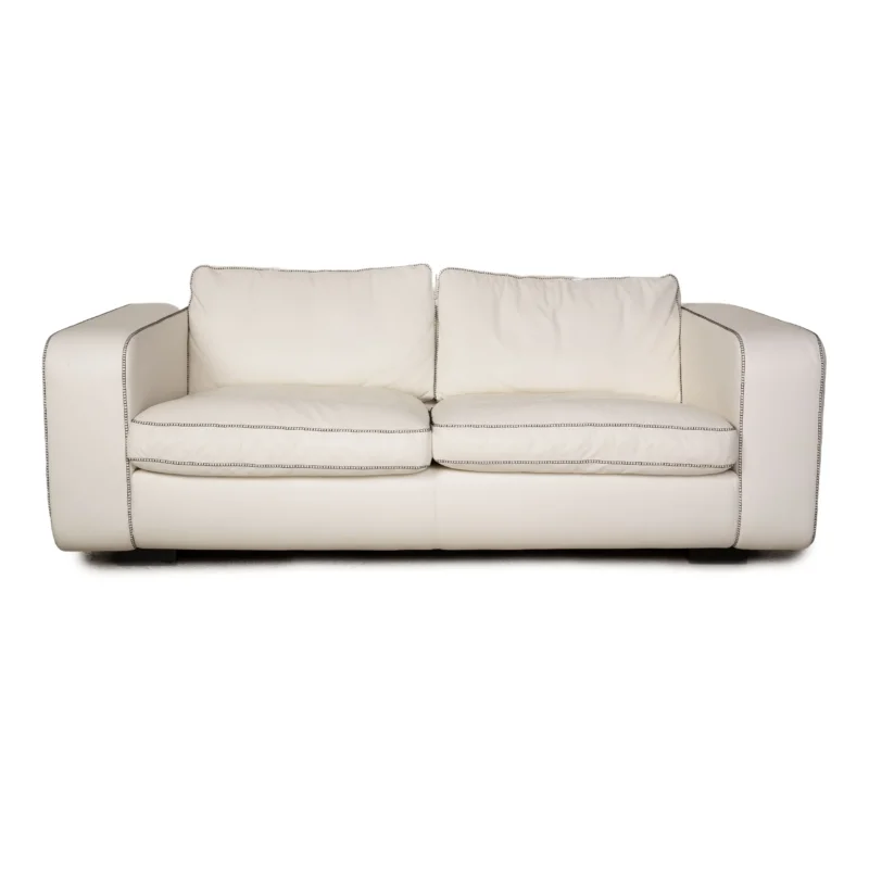 Machalke Valentino Leder Zweisitzer Creme Sofa Couch