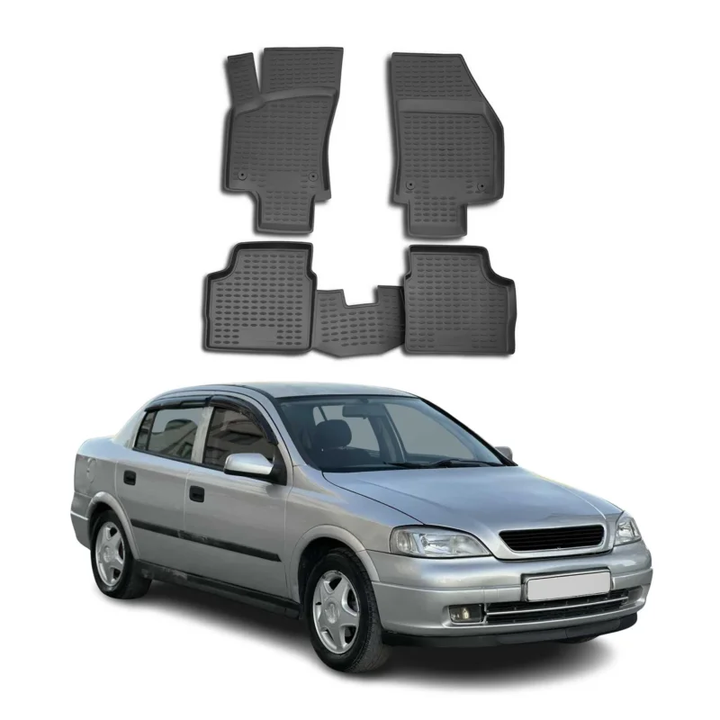 OMAC Gummimatten Fußmatten für Opel Astra H Stufenheck 2007-2014 TPE Schwarz 4x