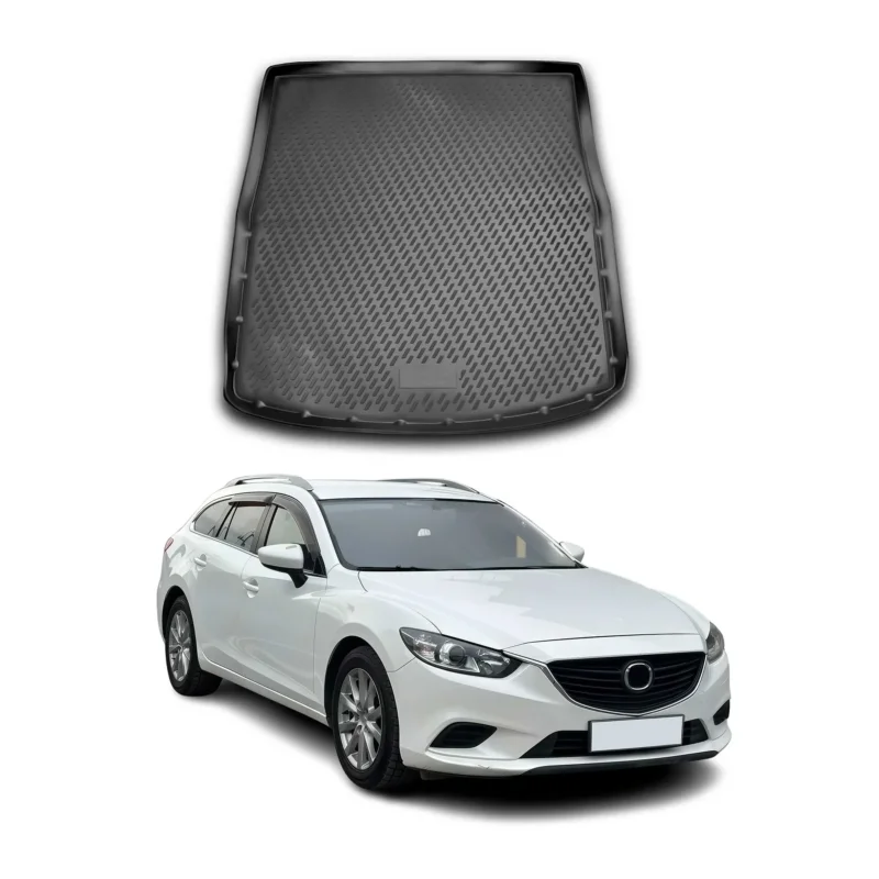 Kofferraummatte Kofferraumwanne für Mazda 6 2012-2025 Kombi Gummi TPE Schwarz