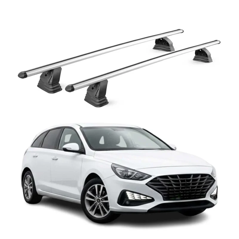Alu Dachträger für Hyundai i30 III 2017-2026 TÜV T-Nut Abschließbar 2tlg Silber