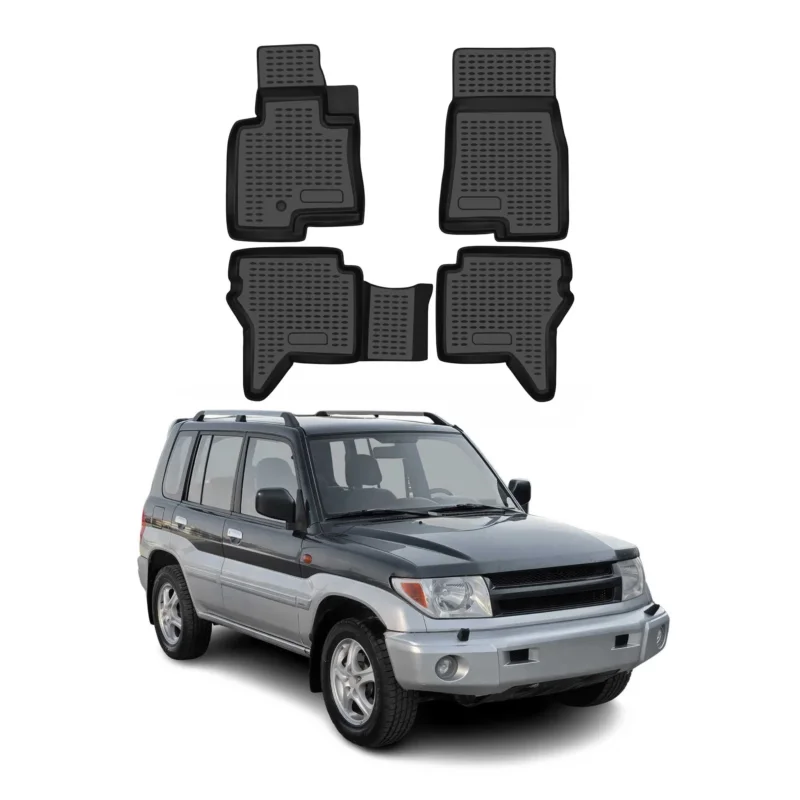 OMAC Gummimatten Fußmatte für Mitsubishi Pajero III 1998-2006 TPE Schwarz 4x