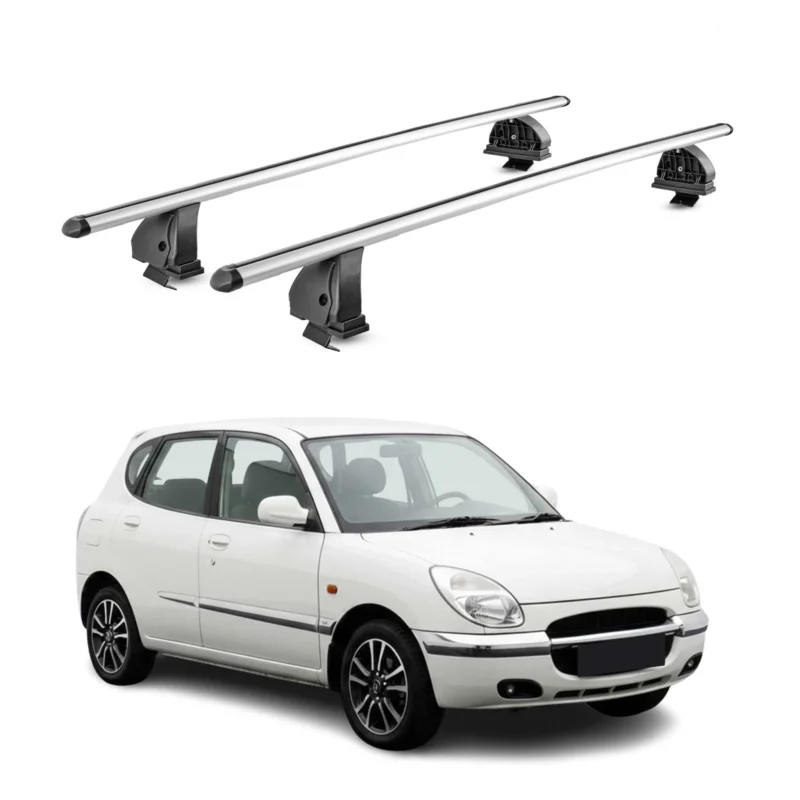 Alu Dachträger für Daihatsu Sirion I 1998-2004 TÜV T-Nut 75 kg 2tlg Silber