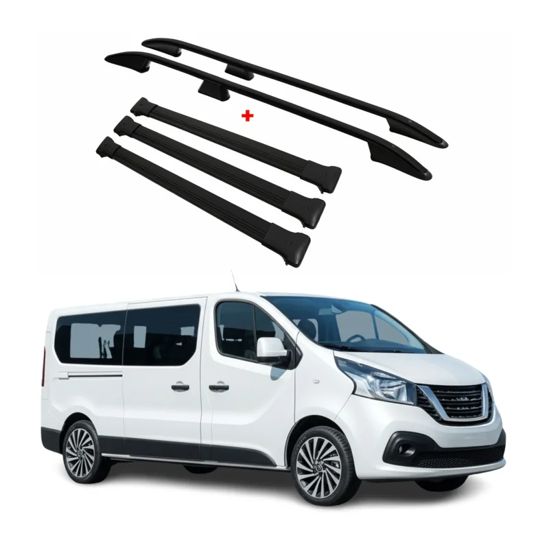 Dachreling + Dachträger für Nissan NV300 2016-2021 L2 Langer Alu Schwarz 5x
