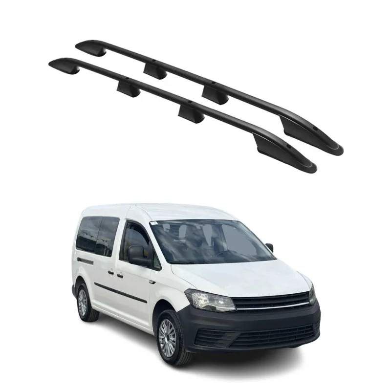 Dachreling Dachgepäckträger für VW Caddy 2015-2020 L2 Langer Alu Schwarz