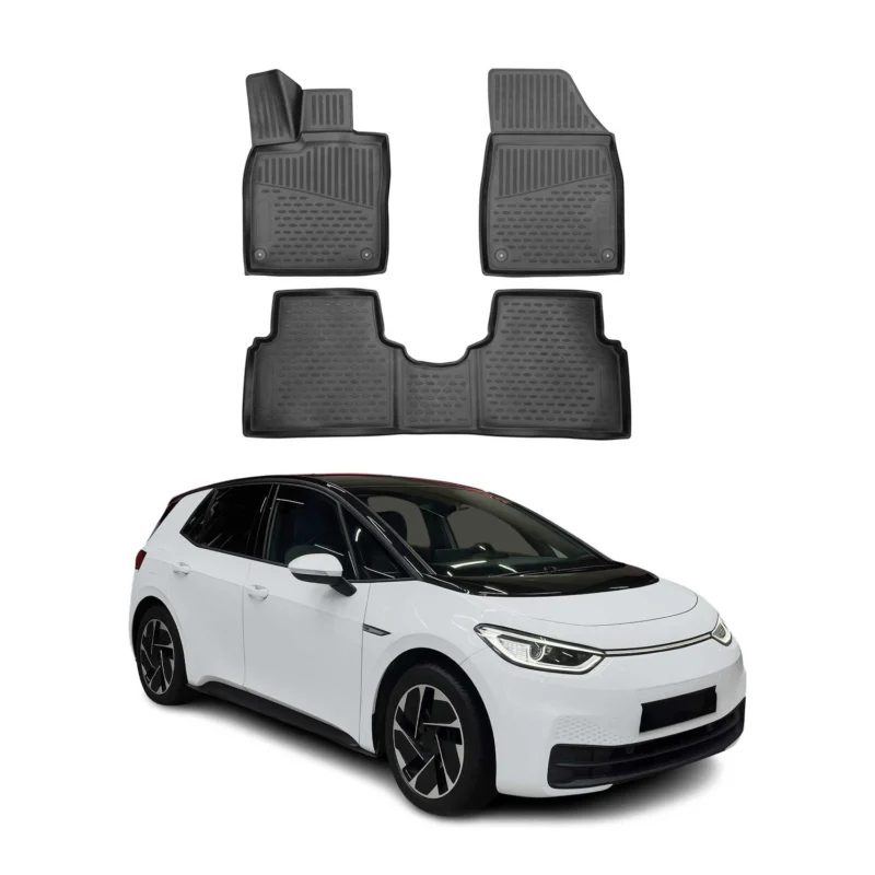 OMAC Gummimatten Fußmatten für VW ID.3 2020-2026 TPE Automatten Schwarz 3x
