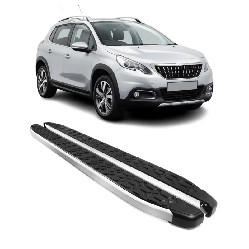 Alu Trittbretter Seitenschweller für Peugeot 2008 I 2017-2019 FL Schwarz Silber