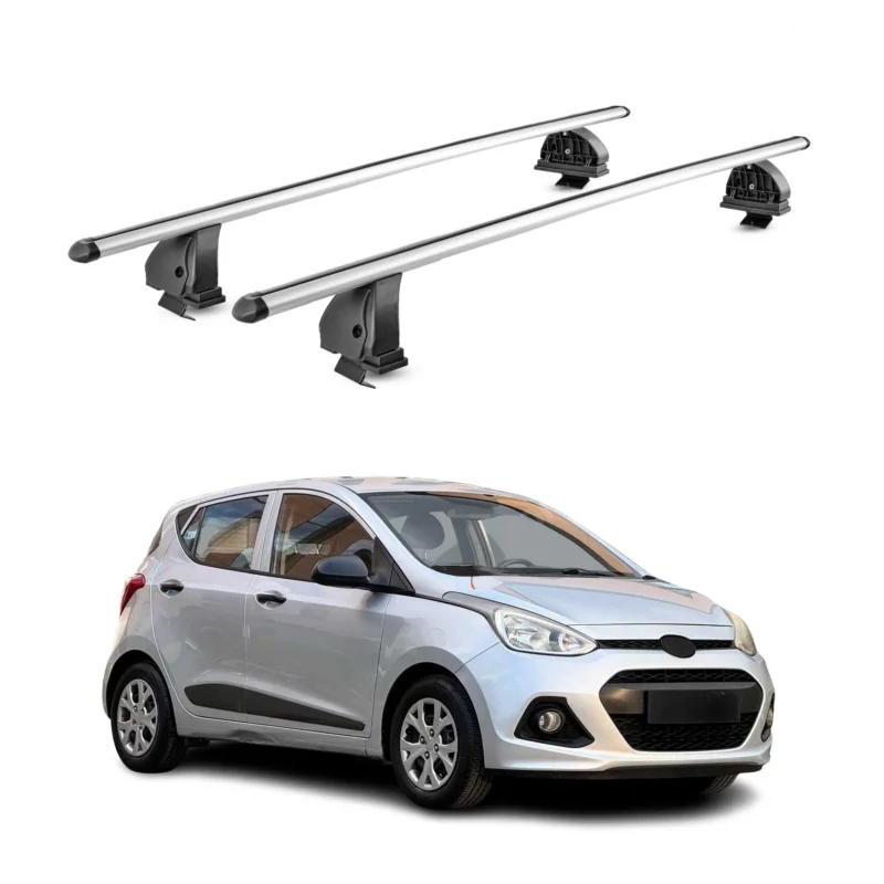 Alu Dachträger für Hyundai i10 I 2007-2013 TÜV T-Nut Abschließbar 2tlg Silber