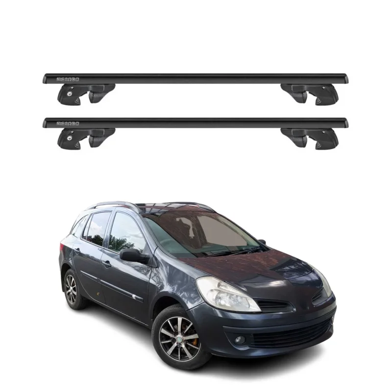 Dachträger für Renault Clio III Grandtour 2005-2012 Alu 90kg TÜV Schwarz 2tlg