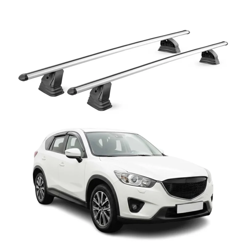 Alu Dachträger für Mazda CX-5 I 2013-2016 TÜV T-Nut Abschließbar 2tlg Silber