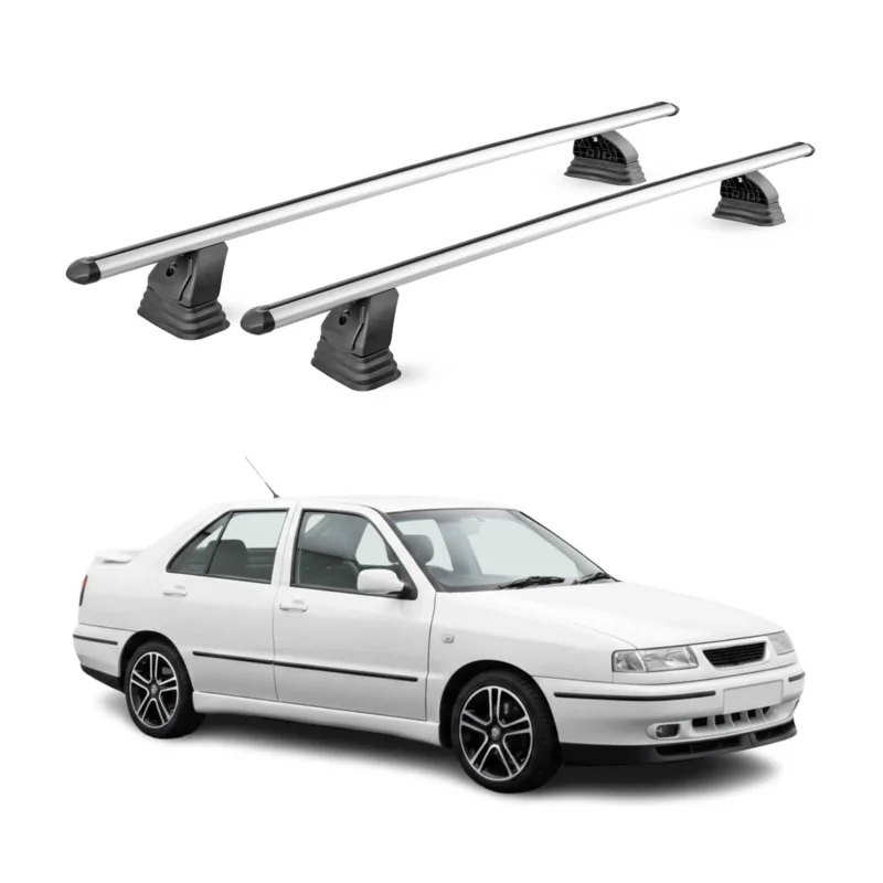 Alu Dachträger für Seat Toledo I 1991-1999 TÜV T-Nut Abschließbar 2tlg Silber