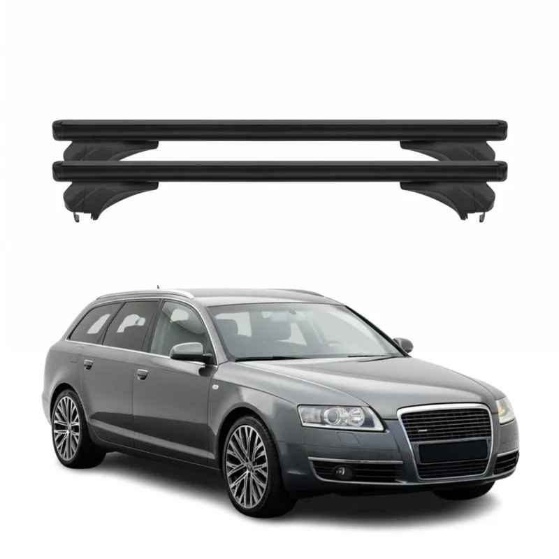 Menabo Dachträger Grundtäger für Audi A6 4F Avant 2004-2011 Aluminium Schwarz 2x