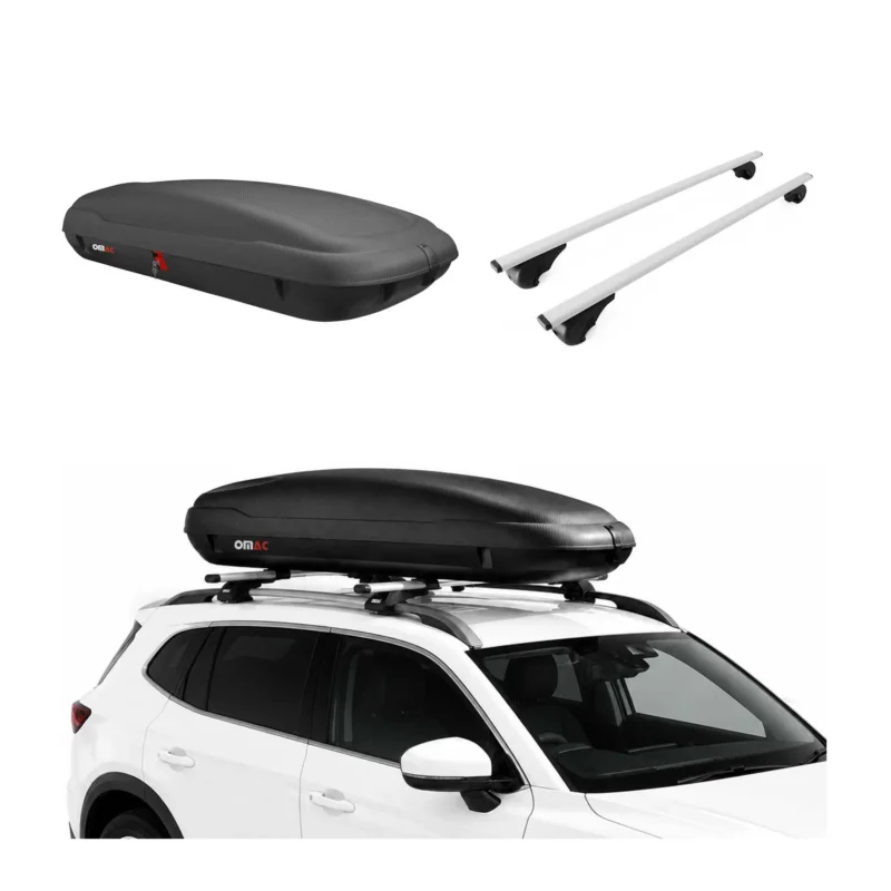 Carbonlook Dachbox 400L + Dachträger VW Touran II 2015-2026 Silber Abschließbar