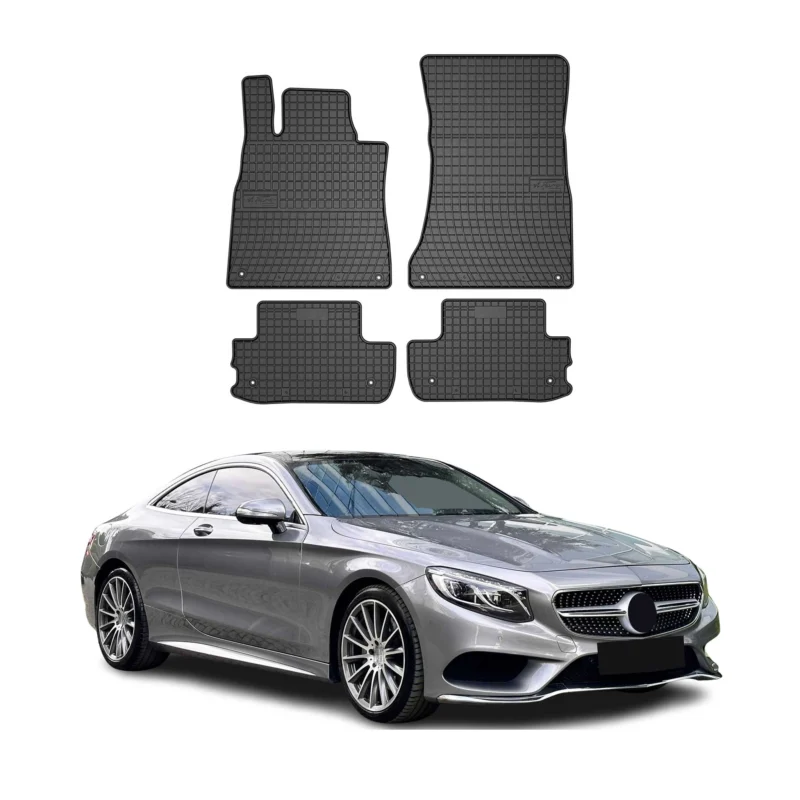 OMAC Gummi Fußmatten für Mercedes S Klasse W222 Coupe 2013-2020 Schwarz 4x