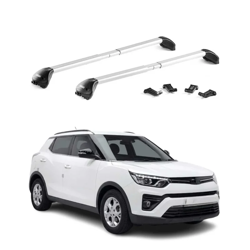 Dachträger Grundtäger für Ssangyong Tivoli 2015-2023 100kg Aluminium Silber ABE