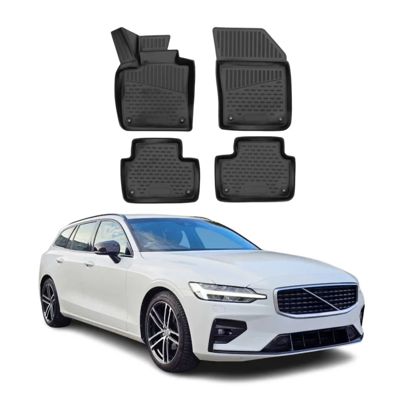 OMAC Gummimatten Fußmatten für Volvo V60 S60 2018-2024 TPE Automatten Schwarz 4x