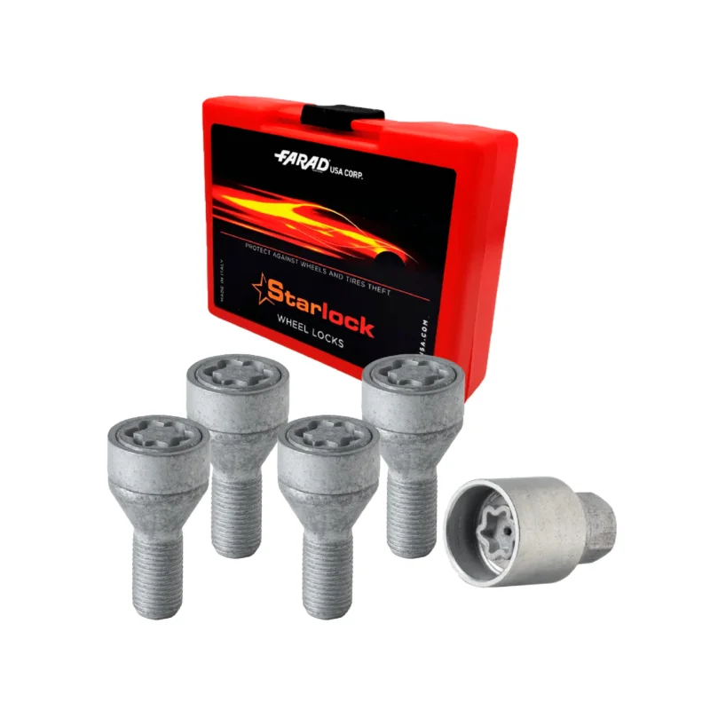 Radschloss Satz für Peugeot Boxer Rad 15” ab 2006 Felgenschloss Silber M14X1.5