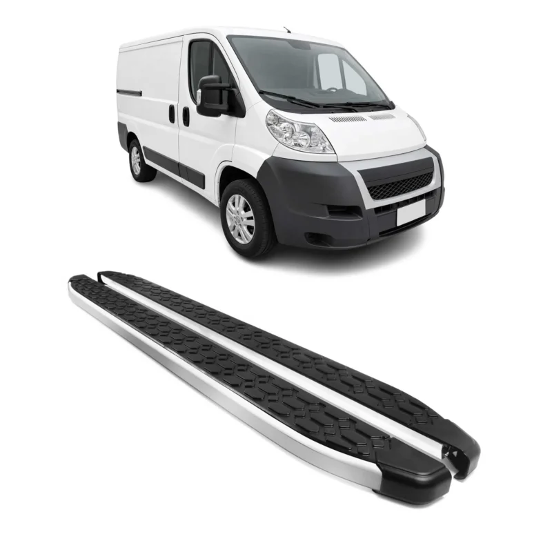 Trittbretter Seitenschweller für Fiat Ducato 2006-2026 L1 Silber Schwarz Alu 2x