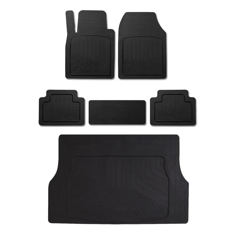Gummimatten & Kofferraumwanne Set für Hyundai i20 Antirutsch Universal Schwarz