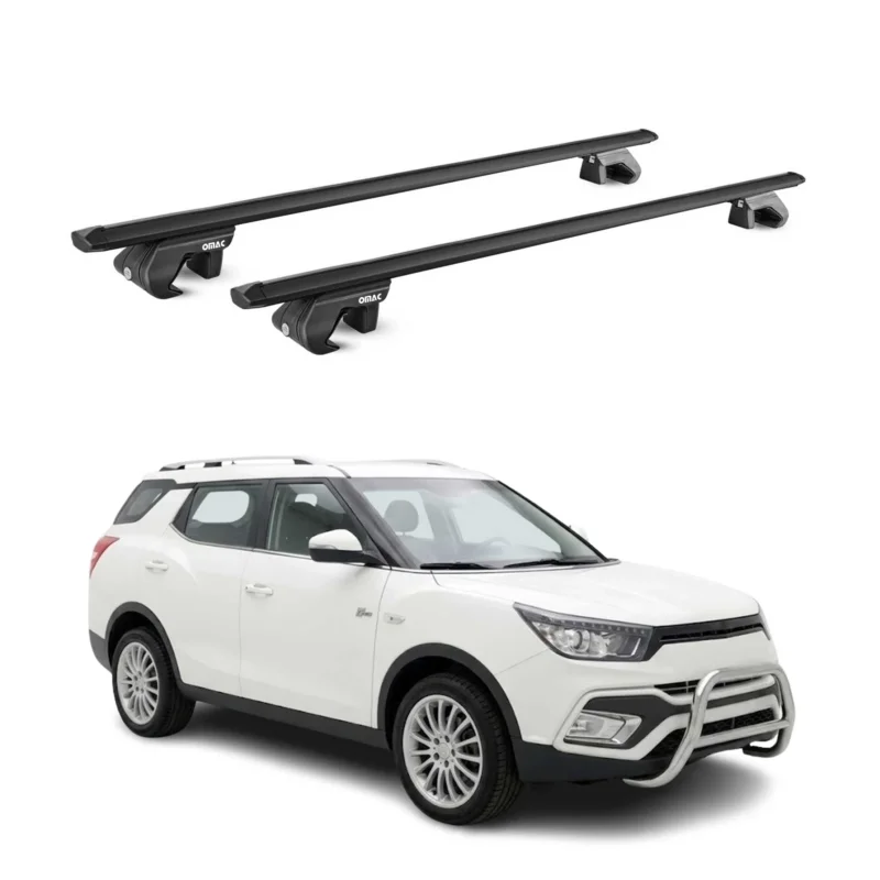 Dachträger Grundtäger für SsangYong XLV 2016-2021 90kg Aluminium Schwarz ABE