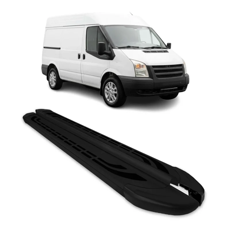Trittbretter Seitenbretter für Ford Transit 2006-2014 L1 Double Cab Alu Schwarz