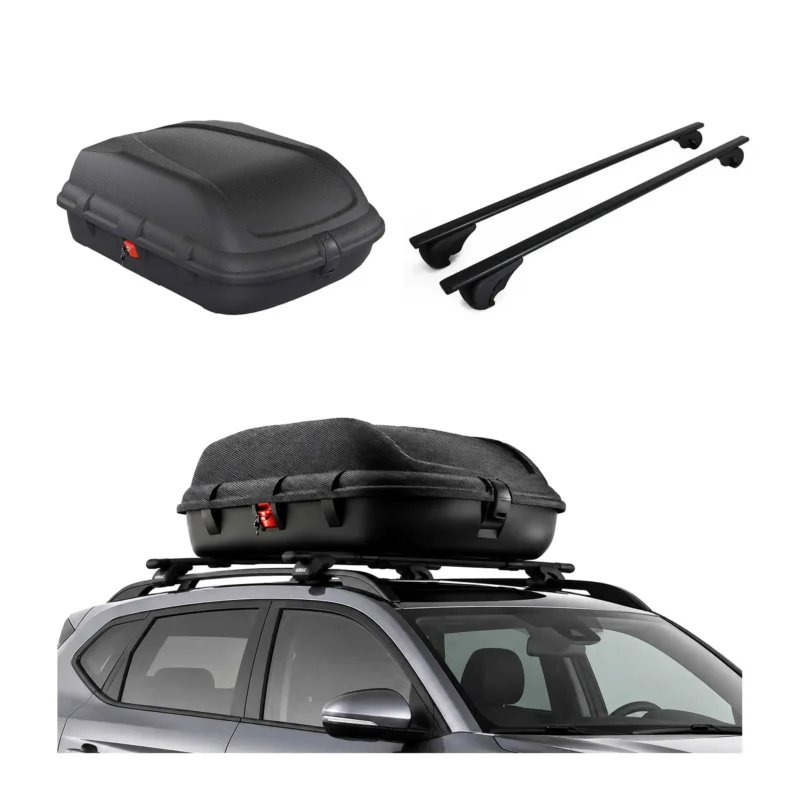 Carbonlook Dachbox 270L + Dachträger Skoda Fabia II Kombi 2007-2014 Schwarz