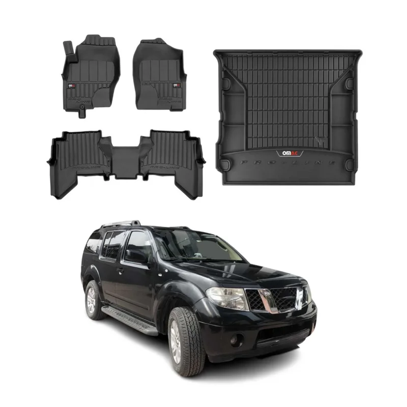 OMAC Fußmatten & Kofferraumwanne für Nissan Pathfinder 2005-2014 Gummi