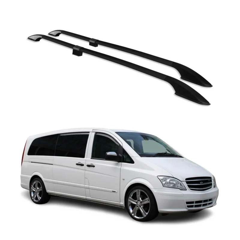Dachreling für Mercedes Viano W639 2003-2014 L3 Extralang Schwarz Aluminium 2x