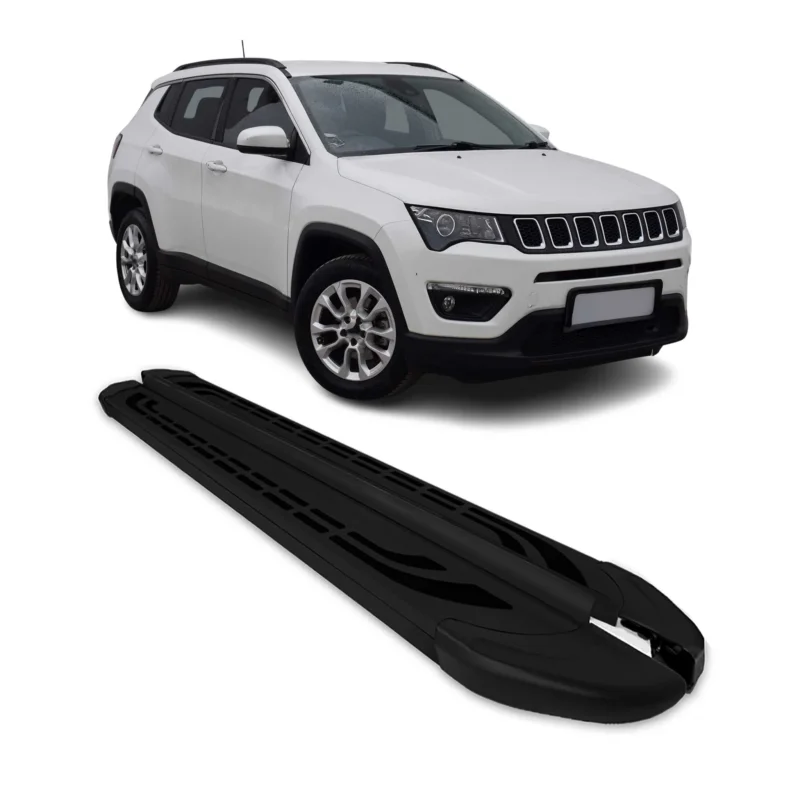 Trittbretter Seitenschweller Seitenbretter für Jeep Compass 2017-24 Alu Schwarz