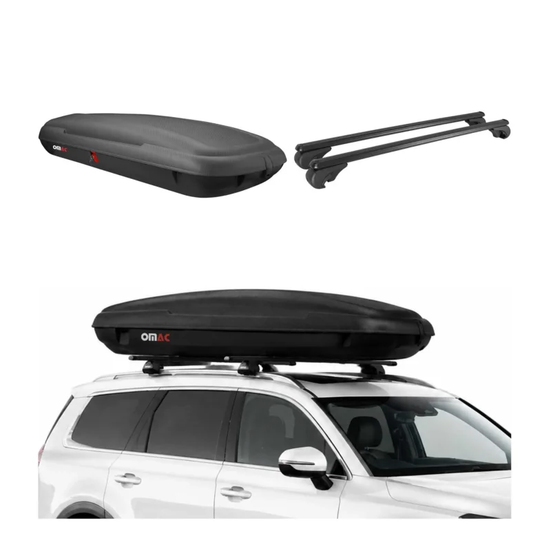 Carbonlook Dachbox 480L + Alu Dachträger Skoda Superb III Kombi 2019-24 Schwarz