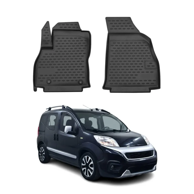 OMAC Gummimatten Fußmatten für Fiat Fiorino Qubo 2008-2021 TPE Matten Schwarz 2x