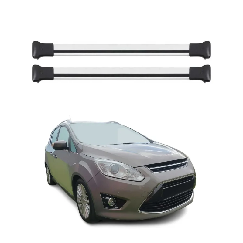 Dachträger Grundtäger für Ford Grand C-Max 2010-2019 75kg Aluminium Silber 2 tlg