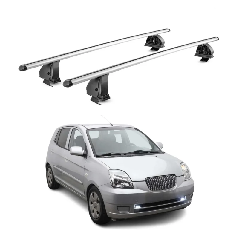 Alu Dachträger für Kia Picanto I 2004-2011 TÜV T-Nut Abschließbar 2tlg Silber