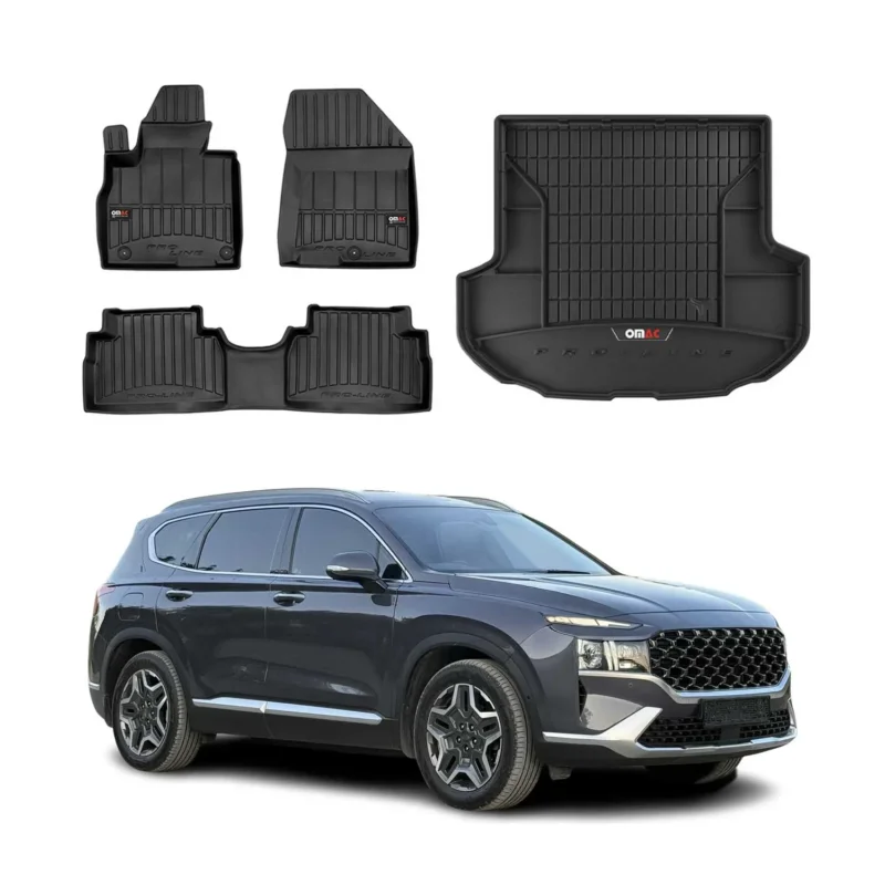 OMAC Fußmatten & Kofferraumwanne Set für Hyundai Santa Fe 2019-2023 Gummi 4x