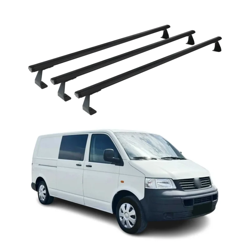 Dachträger für VW T5 T6 Transporter Multivan Caravelle 2003-24 Alu Schwarz 3tlg